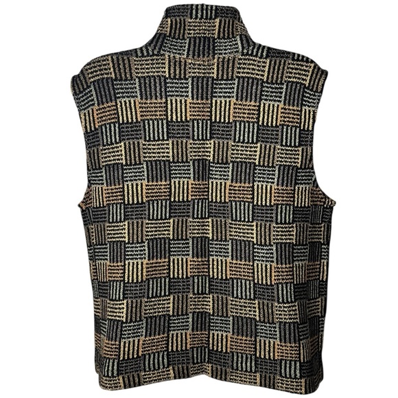 Vintage French Rags Artsy Geometric Print Knit Holiday Chic Substantial Vest 2 - Picture 5 of 11